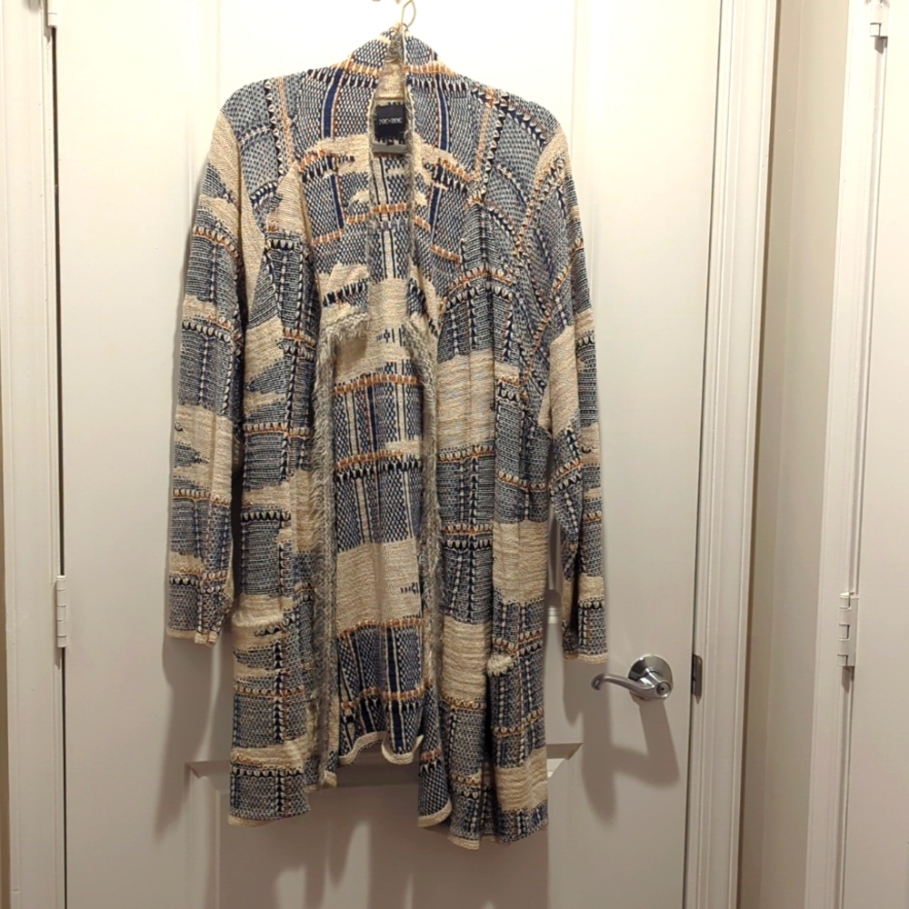 Blue and Cream Plaid Cardigan
